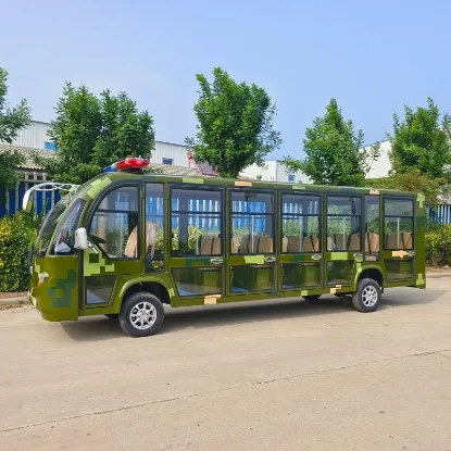 Picture of Large Capacity 17 Seaters Electric Sightseeing Bus with Full Enclosed Structure and Camouflage Glass Door